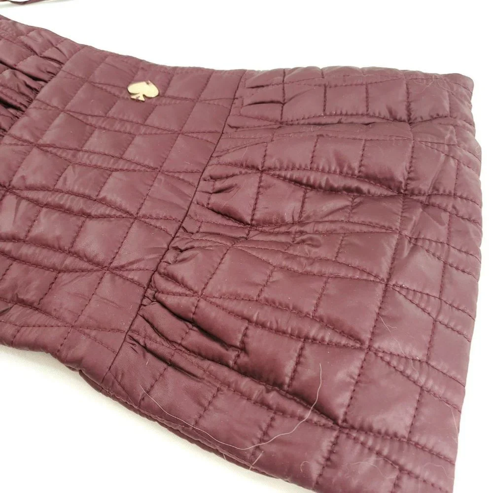 Kate Spade Womens Plum Quilted Classic Clutch Pouch With Gold Hardware